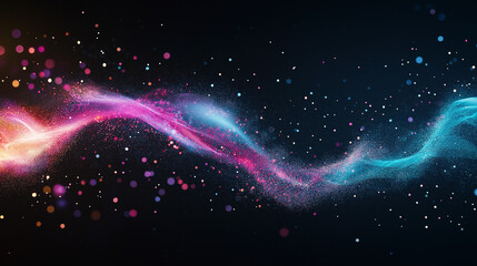 Fototapeta premium Cosmic Flow: A vibrant display of swirling particles, creating a dynamic and ethereal abstract design of energy, light and movement.