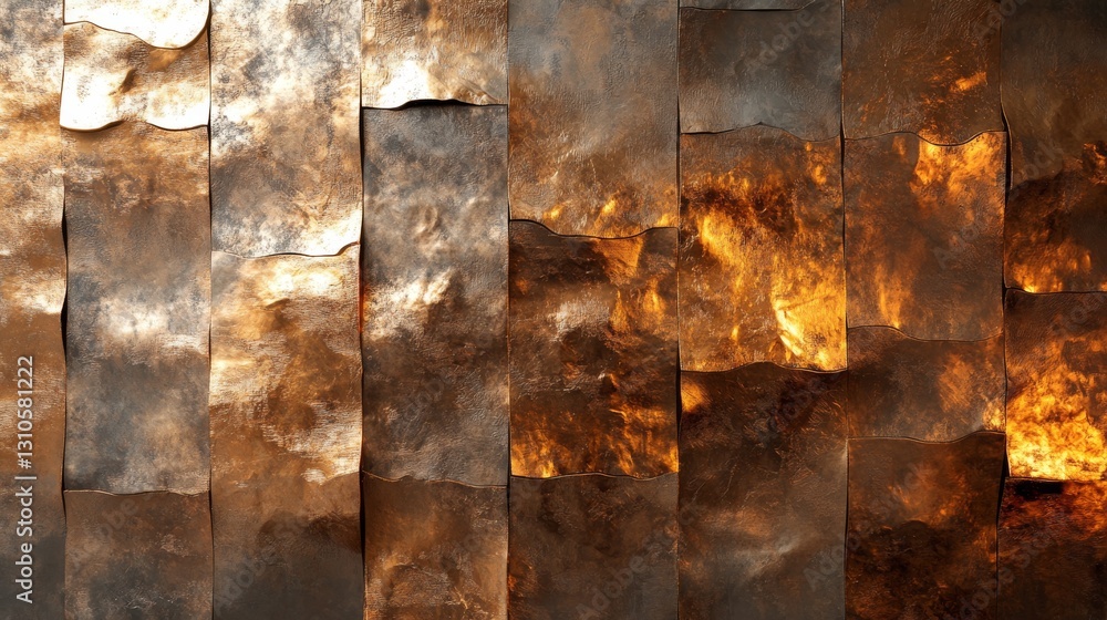 Poster textured brown and gold surface appears as overlapping rectangular shapes