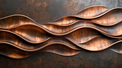 Metallic Wavy Sculpture Depicts Textured Decorative Fluidic Elements
