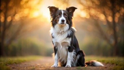 Obraz premium Elegant Border Collie Breeds Sitting , farm dogs, agile dog breeds, farm dogs