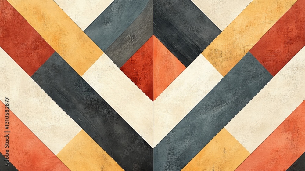Poster geometric design displaying colorful wooden tile planks in a pattern