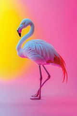 Fototapeta premium Pink Flamingo with Vibrant Background