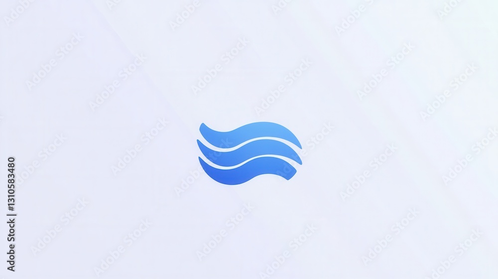 Aufkleber Minimalist wavy blue line icon symbolizes calmness through simple abstract design emphasizing tranquility and serenity in a modern context