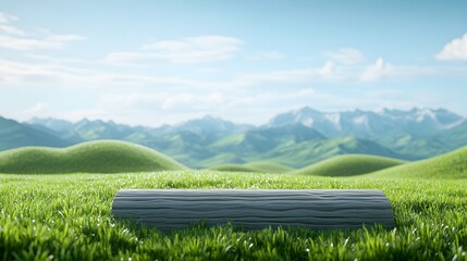 Green grass and logs picture