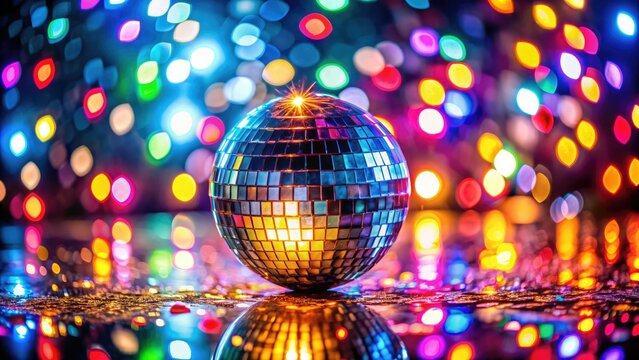 Mirrored light explodes in a party landscape; colorful disco reflections paint a joyous scene.