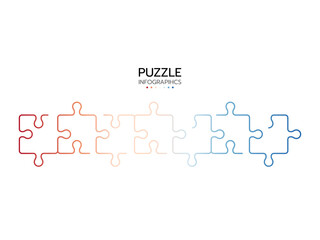Puzzle infographic with the 7 steps or options. Steps infographics. 7-step puzzle process diagram.