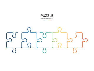 Puzzle infographic with the 5 steps or options. Steps infographics. 5-step puzzle process diagram.