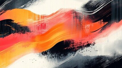 Abstract painting features colorful layered brushstrokes across a textured surface