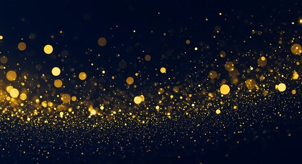 Glowing Golden Bokeh Particles on Dark Background Creating Magical Effect