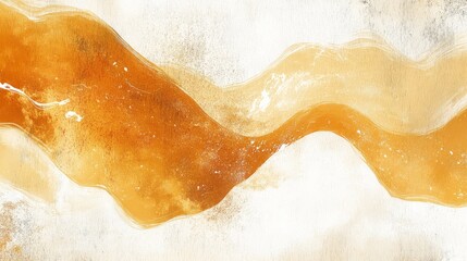 Obraz premium Abstract golden fluid art flows across a white background gently