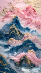 Pink blue jade carving wavy lines poster background
