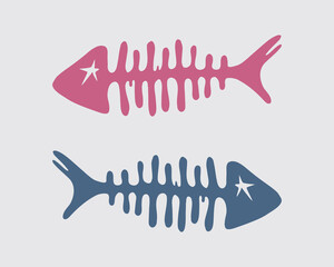 Fish spines clip art illustration vector template element sticker print art editable