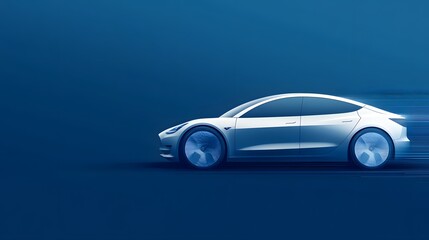Fototapeta premium White car on blue background