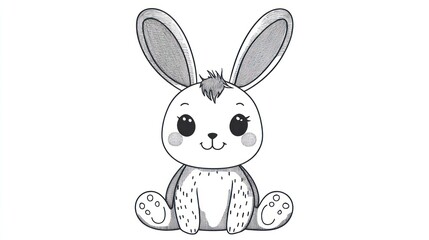 Obraz premium A cute cartoon bunny rabbit sitting with big expressive eyes