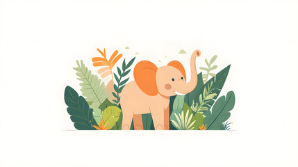 Fototapeta premium Cute cartoon elephant illustration