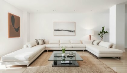 Fototapeta premium Modern and Minimalist Living Room with Elegant Furniture and Decor