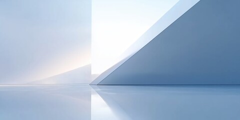 Elegant Geometric Shapes Intersecting in a Soft Blue Environment with Minimalist Aesthetic