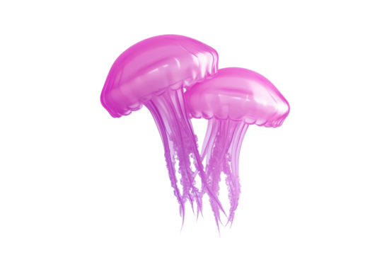 Two pink jellyfish floating in the air, isolated - Powered by Adobe