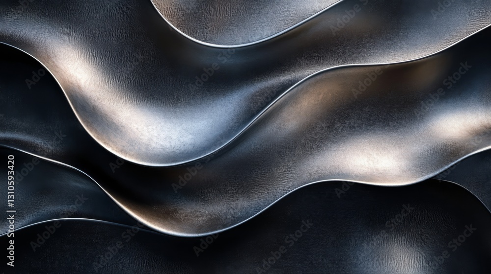 Poster metallic wavy layered shapes create an abstract and modern design