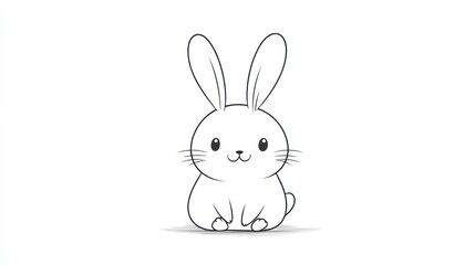 An Adorable Cartoon Illustration Depicting a Standing White Rabbit