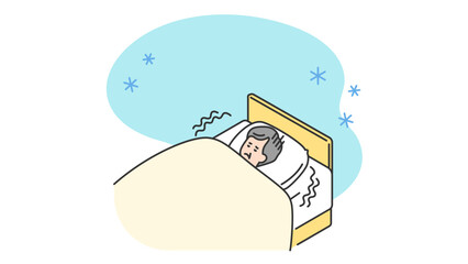 睡眠：冷えでなかなか眠れないシニア男性