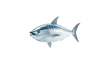 Large fish with a white belly and a black tail, isolated