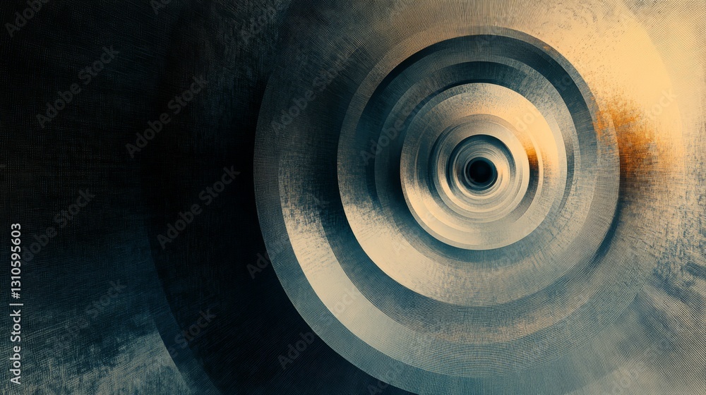 Aufkleber abstract artwork displays concentric circles with textured gradient backgrounds