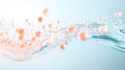 Orange balls flutter in water waves