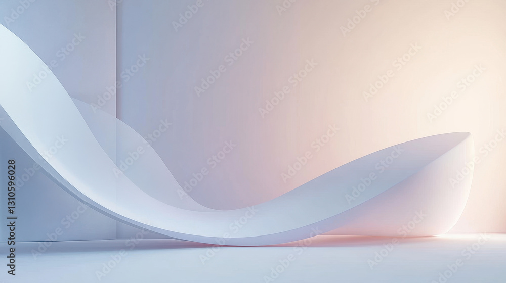 Poster 3d render of an abstract background with a white wave and empty space for product presentation