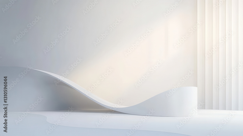 Aufkleber 3d render of an abstract background with a white wave and empty space for product presentation