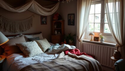 Cozy and Inviting Bedroom with Natural Light and Soft Textiles