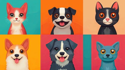 Adorable Cats And Dogs Posing For A Cute Collage