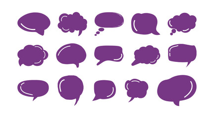 Vector bubbles speech doodle set purple