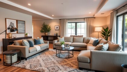 Cozy Living Room with Modern Furniture and Natural Light