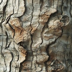 Close-up of textured tree bark with deep cracks and crevices.