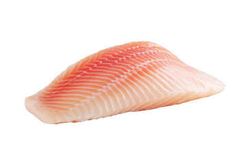 Piece of fish with red stripes on it, isolated