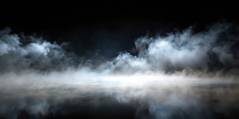 Obraz premium Foggy Night Scene with Thick Fog Enveloping a Black Background, covering, veiling, covering, veiling, nature, foreboding