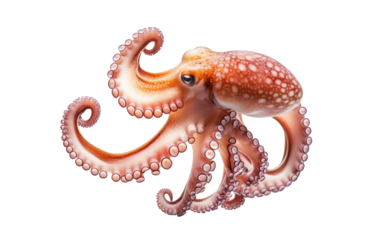 Large orange octopus with a white background, isolated