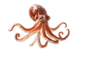Large octopus with a curious look on its face, isolated