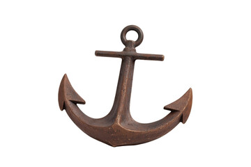 Rusty anchor is sitting on a white background, isolated