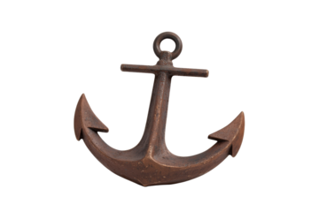 Rusty anchor is sitting on a white background, isolated