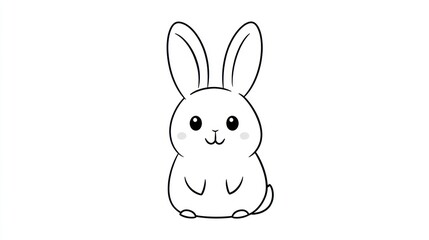 Obraz premium An adorable illustrated rabbit character with tall upright ears