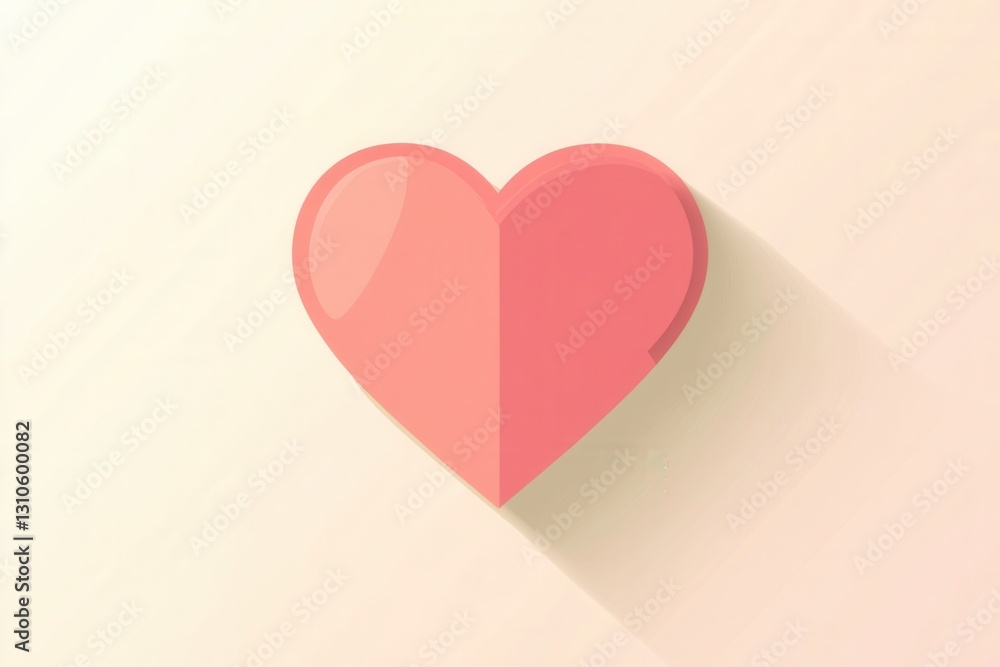 Aufkleber minimalist heart icon featuring soft shadows and warm pink tones created in flat design style perfec