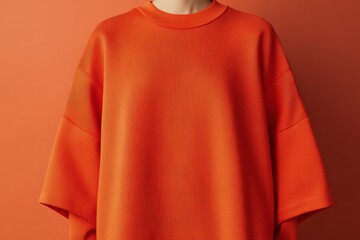 Orange Oversized Sweatshirt for Studio Shot.