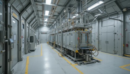 Industrial Facility Interior with Machinery and Control Panels