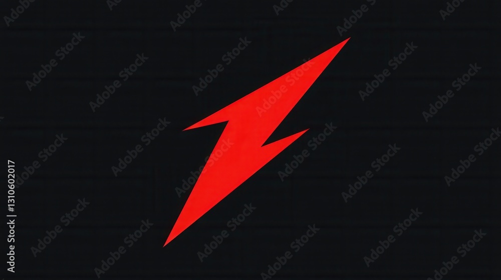 Poster bold minimalist icon featuring a red lightning bolt on a black background, showcasing striking contr