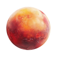 Fototapeta premium Mars planet, isolated on transparent background, representing space exploration and astronomy, a prominent celestial body in the solar system.