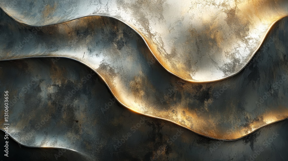 Poster abstract textured metal waves displaying dark and light color gradients