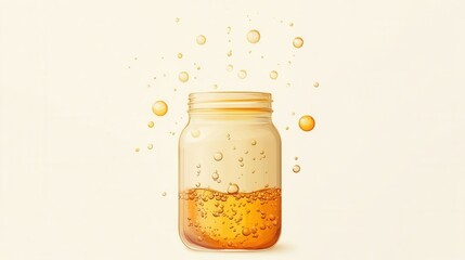 Minimalist abstract fermentation jar with bubbles showcasing probiotic food branding for clean eating