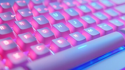 A modern computer keyboard with illuminated keys and beautiful colors
